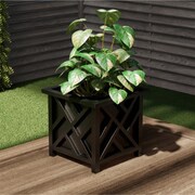NATURE SPRING Square Planter Box, Lattice Container with Bottom Insert for Flowers and Plants, Black 955237EPR